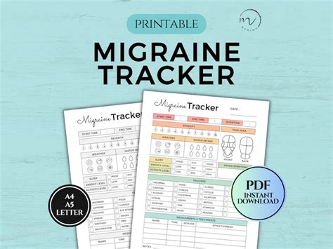 Migraine Tracker Printable Chronic Pain Tracker Pain Symptoms Migraine