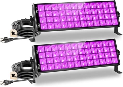 KEERDAO 120W Waterproof LED Black Lights 2 Pack 10Ft Cable Black Light