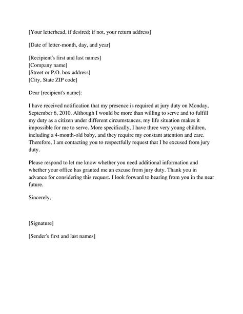 Employer Template Jury Duty Excuse Letter Employer Pdf