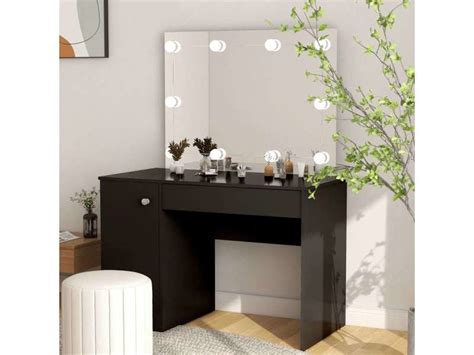 Table De Maquillage Avec Clairage Led X X Cm Mdf Noir Conforama