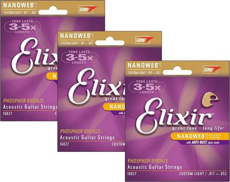 Amazon.com: Elixir 16027 Nanoweb Custom Light Phosphor Bronze Acoustic ...