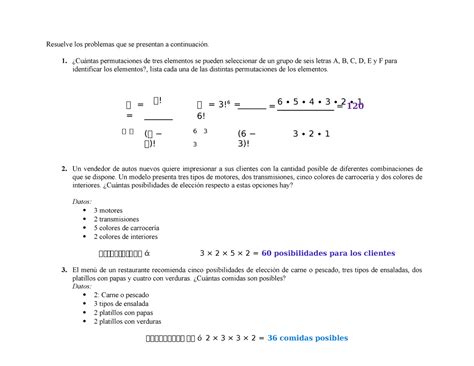 Actividad Combinaciones Resuelve Los Problemas Que Se Presentan A