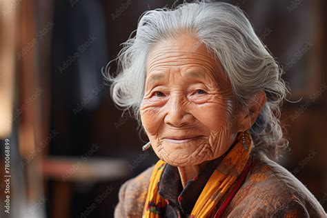 Happy Smiling Elderly Asian Women Asian Elderly Lady Elderly Asian