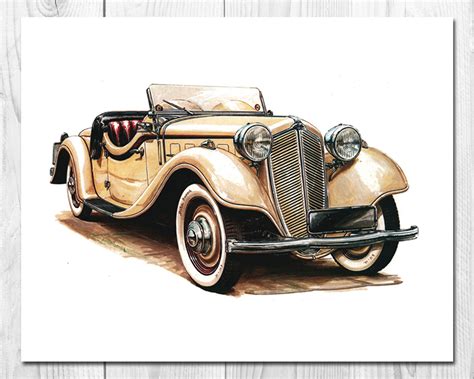 Car Art Prints Vintage Car Prints Car Themed Room Antique | Etsy