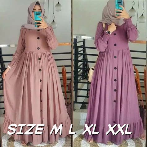 Jual Plain Dress Size M L Xl Xxl Maxi Dress Bisa Cod Gamis Jumbo