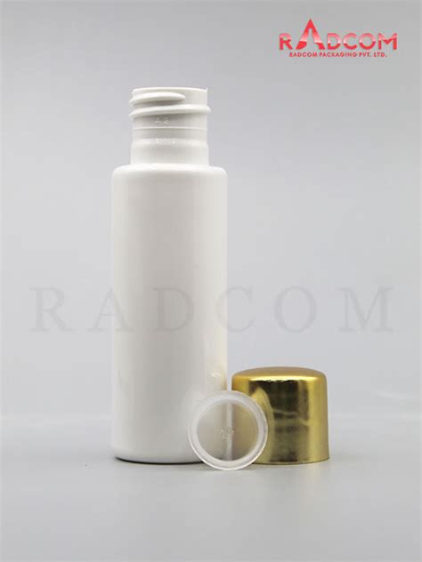 Ml Tulip Opaque White Pet Bottle With Matt Gold Screw Cap With Zim