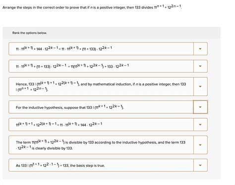 Arrange The Steps In The Correct Order To Prove That If N Is A Positive