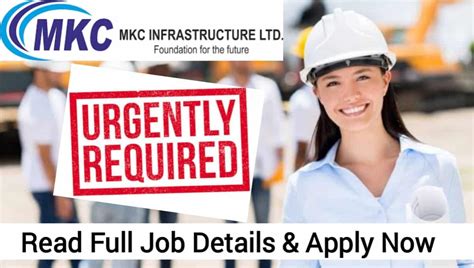 MKC Infrastructure Job Vacancy 2023 Urgent Required For Various Post