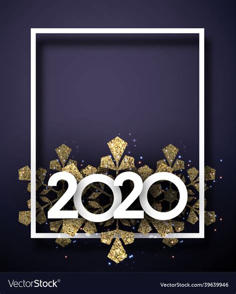 Happy New Year 2020 Card With Frame And Golden Vector Image