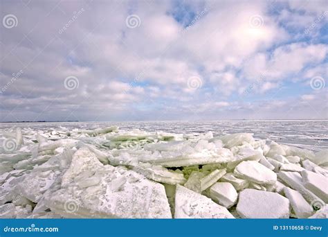 Beautiful Landscape Of Ice Floes In Netherlands Stock Photo Image Of