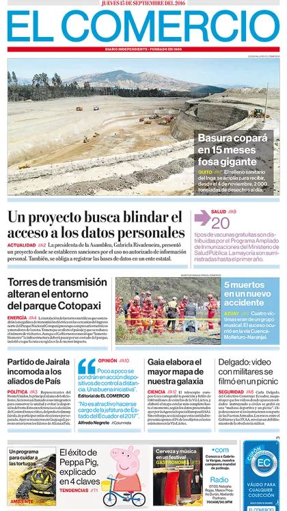 El Comercio Ecuador Jueves 15 De Septiembre De 2016 Infobae