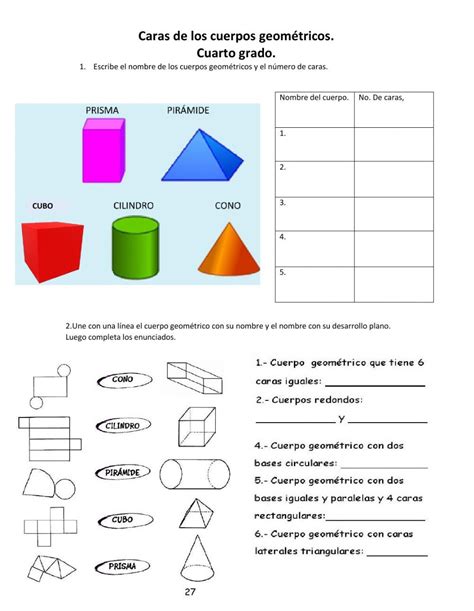 Ejercicio Online De Cuerpos Geom Tricos Para Cuarto Grado