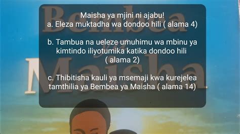 Maswali Ya Bembea Ya Maisha Maisha Ya Mjini Kcse 2023 Prediction New