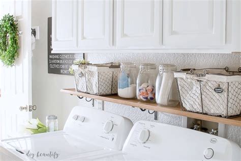 Easy And Inexpensive Diy Shelf In The Laundry Room Diy Beautify