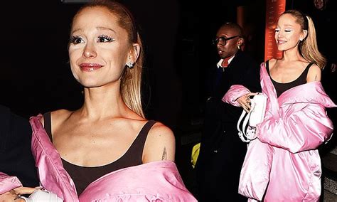 Ariana Grande Stuns In A Hot Pink Coat And A Lbd Alongside Wicked Co Star Cynthia Erivo In