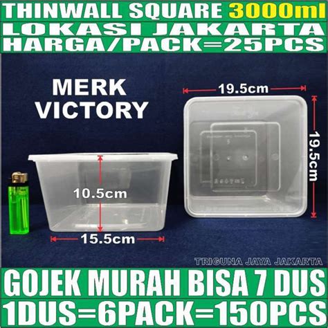 Jual Thinwall Ml Square Sq Food Container Box Tempat Kotak Makan