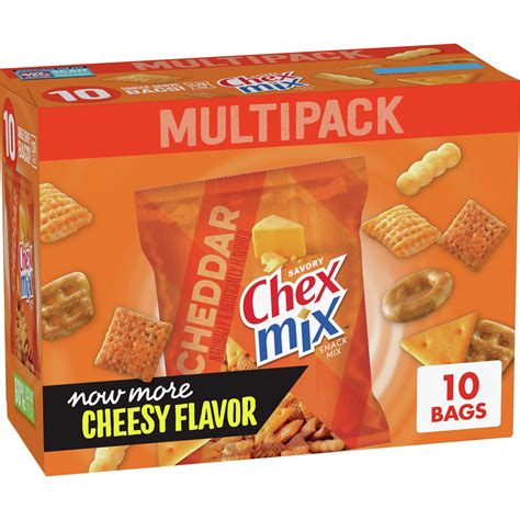 Chex Mix Snack Mix Cheddar Savory Snack Bags Multipack 175 Oz 10 Ct