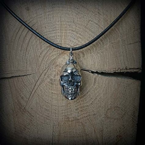 Collier Ras De Cou Tête De Mort Acier Argenté 28mm Cordon Cuir Gothique Rock Metal Punk