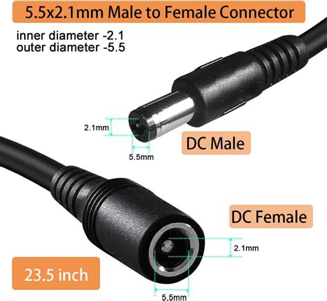 235 Inch Male To Female Dc Power Extension Cord 55mm X 21mm Dc Power Ex