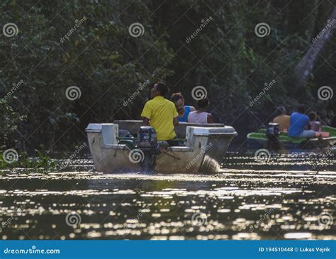 Kinabatangan Malaysia 1 December 2019 Tourists On A Boat Cruise