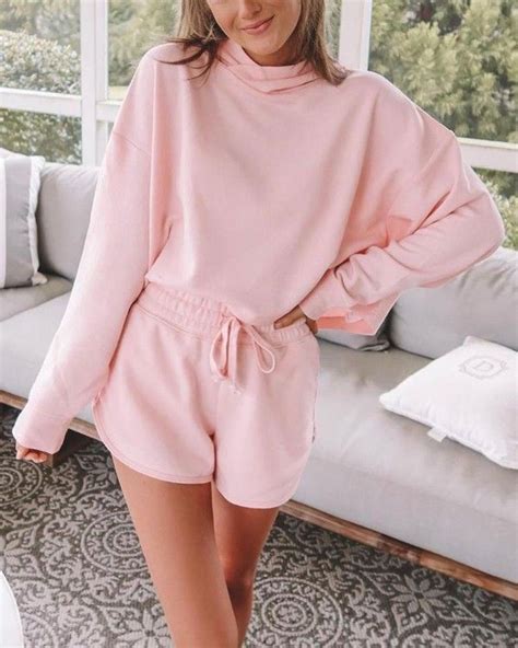 Solid Color Sweatshirt Shorts Sweatshirt Short Fashion Loungewear