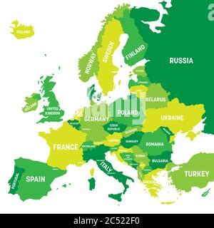 Mapa político de Europa de fondo blanco Ilustración vectorial Imagen