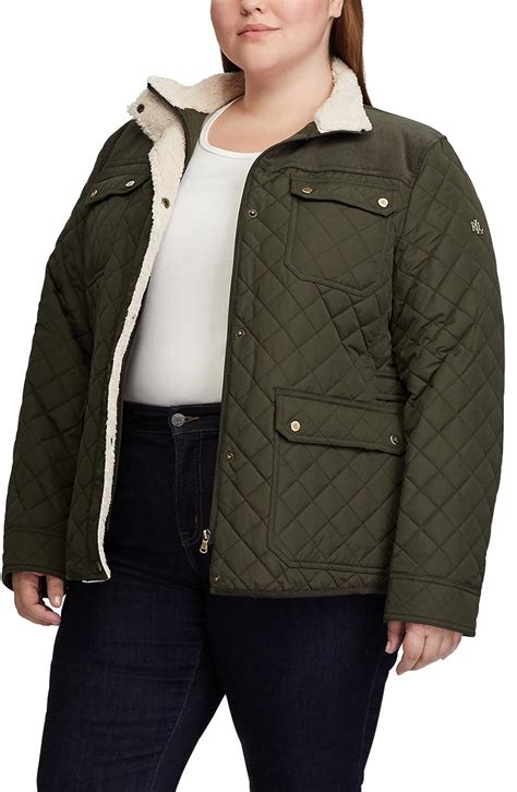 Lauren Ralph Lauren Faux Shearling Collar Quilted Jacket Plus Size Nordstrom