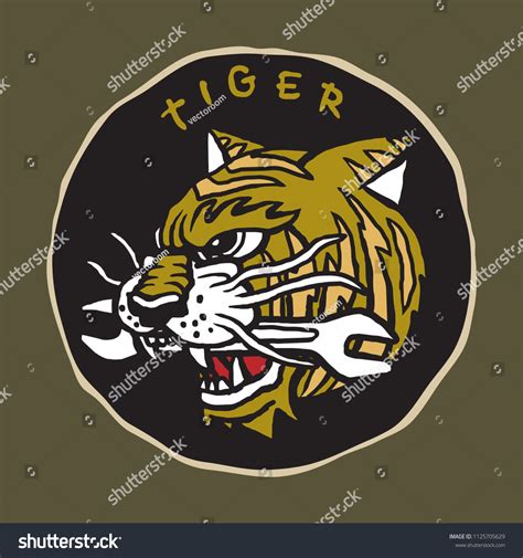 Vintage Tiger Illustration Stock Vector Royalty Free 1125705629