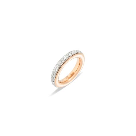 Anello Pomellato Iconica in Oro Rosa con Pavé di Diamanti Dobner