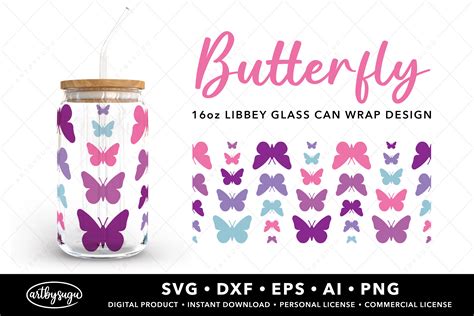 Butterfly Libbey Can Wrap Svg Design Graphic By Artbysugu Creative