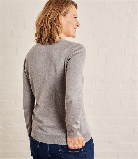 Grey Marl Womens Cashmere And Cotton Crew Neck Jumper Woolovers Au