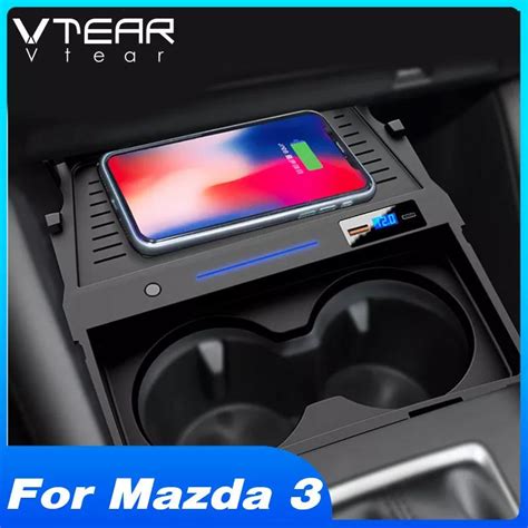 Vtear Qi Car Wireless Charger For Mazda Accessories Fast Charge Phone