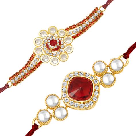 Buy Gold Plated Set of 2 Designer Rakhi Combo Online