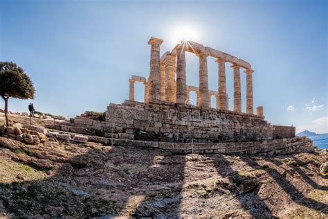 Cape Sounion With Ruins Of An Ancient Greek Temple Of Poseidon In