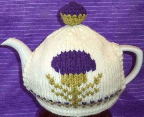 Scottish Thistle Hand Knitted Tea Cosy One Of A Kind Etsy Uk