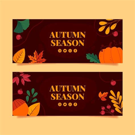 Premium Vector Flat Horizontal Autumn Banners Set