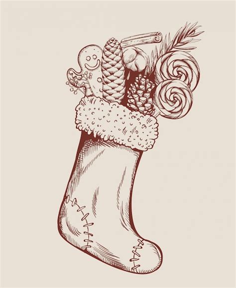 Premium Vector | Sketch style christmas stocking