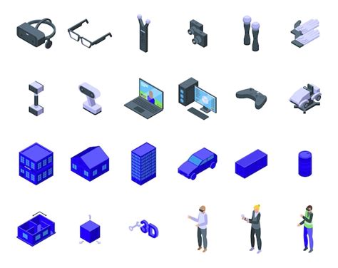 Premium Vector Architect Of Virtual Reality Icons Set Isometric