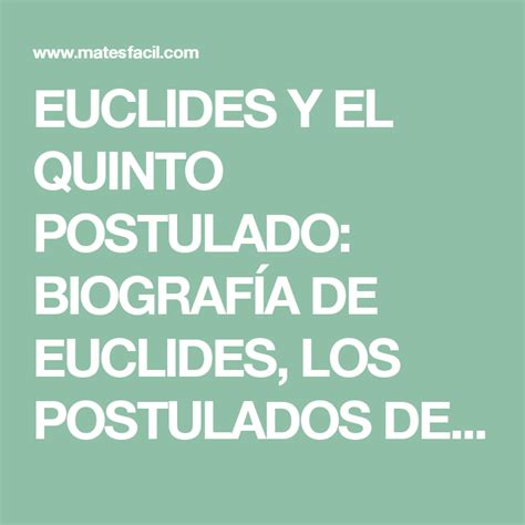 Euclides Y El Quinto Postulado Biograf A De Euclides Los Postulados