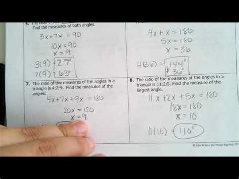 Unit 6 Similar Triangles Homework 1 Ratio Proportion Answer Key