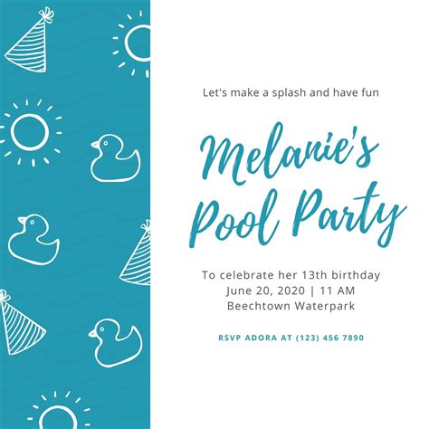 Free Printable Customizable Pool Party Invitation Templates Canva