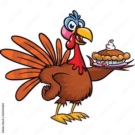 Cartoon Happy Cute Thanksgiving Turkey Bird Vector Illustration