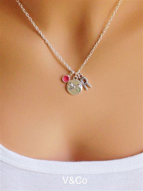 Pinky Promise Necklace With Initial And Swarovski Birthstone Etsy