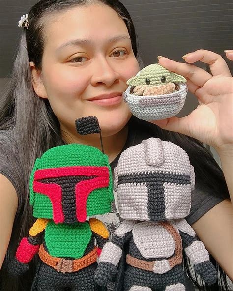 Boba Fett Mandaloriano E Baby Grogu Vulgo Baby Yoda Em Amigurumi Boba