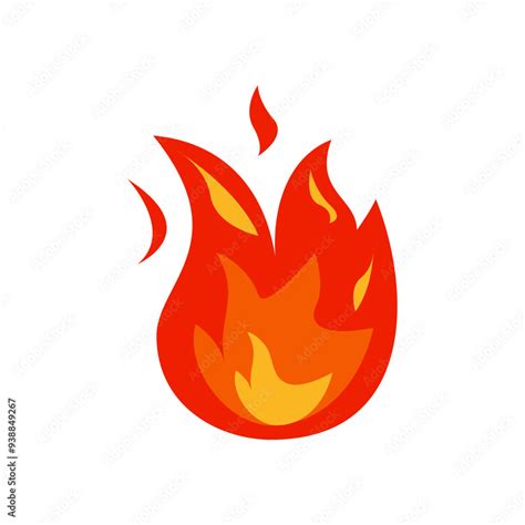 Icon Flat Flame Fire Fireball Red Hot Campfire Yellow Heat Wildfire And Bonfire Burn Power