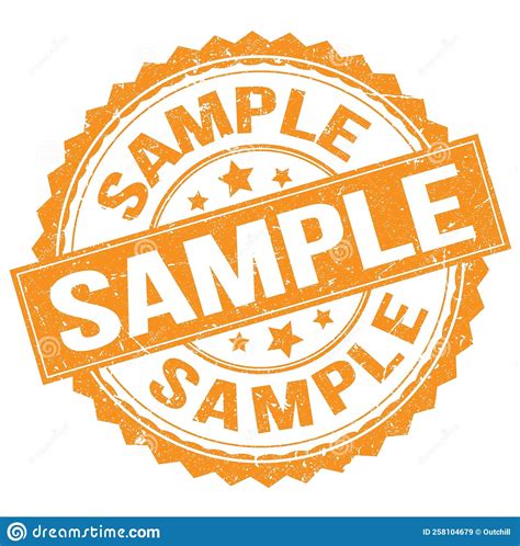 Sample Text On Orange Round Stamp Sign Stock Illustration