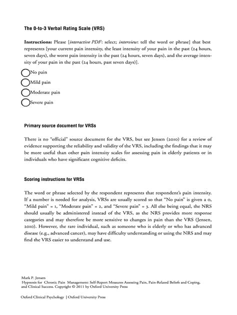 Fillable Online The 0 To 3 Verbal Rating Scale VRS Fax Email Print