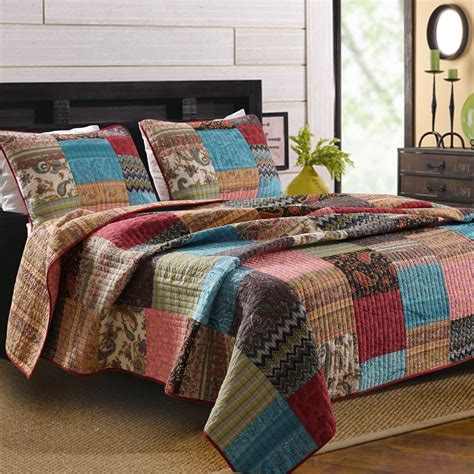 New Bohemian Quilt Set Multi Warm Greenland Home Fashions Quilt Sets