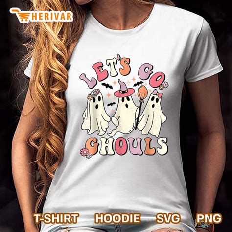 Retro Groovy Let S Go Ghouls Halloween Ghost Outfit Costume T Shirts