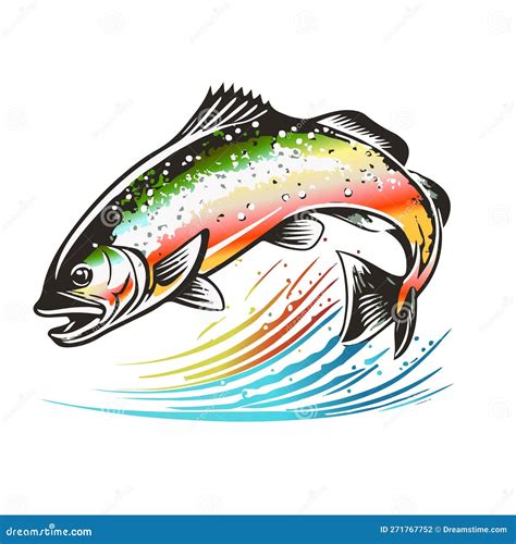 Rainbow Trout Logo Great Vector Template For Rainbow Fishing Activity